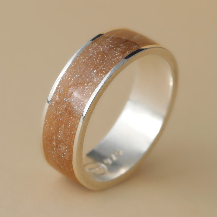 Ring in 925 silver and golden enamel