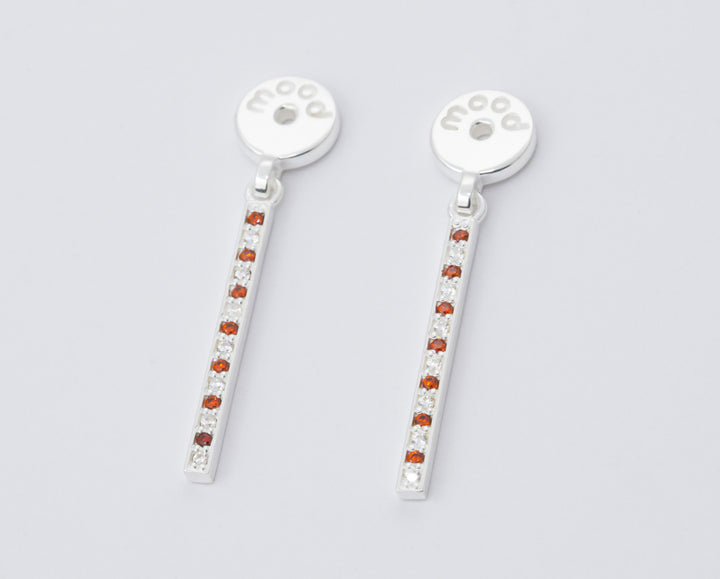 "Drop Aura Sucre d'orge " mood en argent 925 serti de zircons rouges et blancs (Bijou d'oreille)