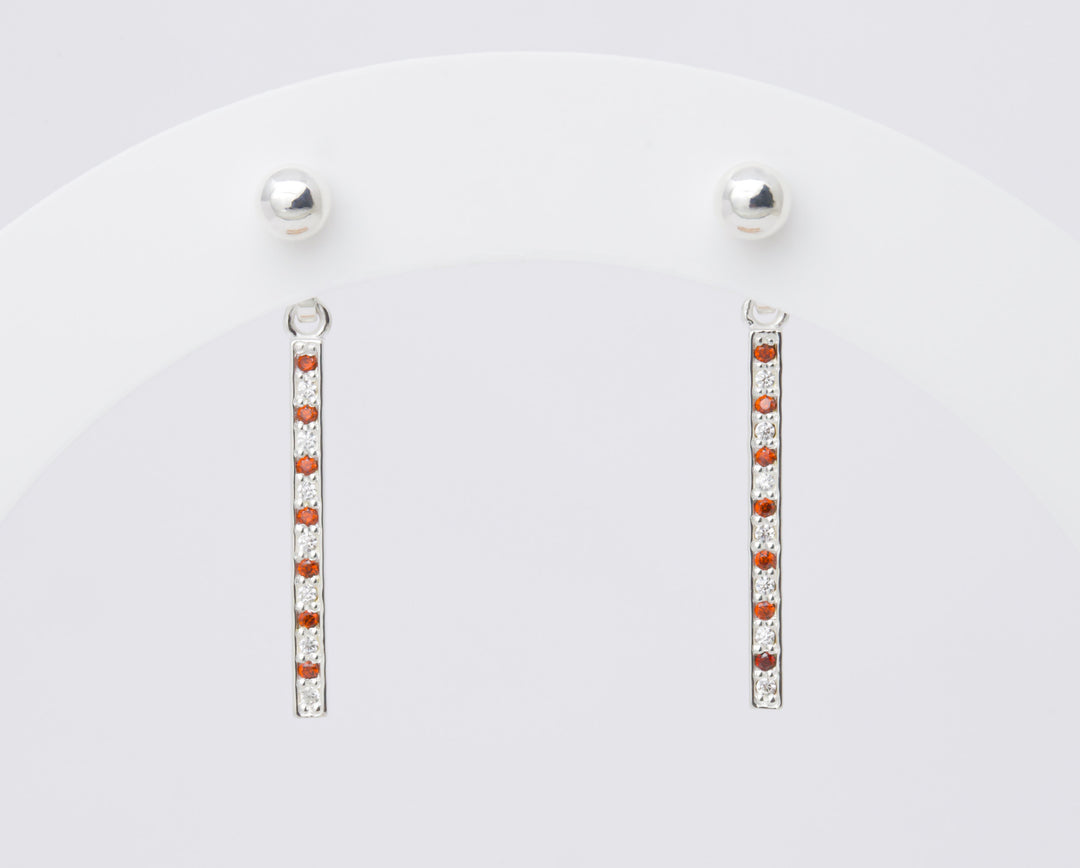 "Drop Aura Sucre d'orge " mood en argent 925 serti de zircons rouges et blancs (Bijou d'oreille)