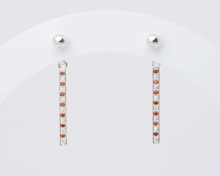 "Drop Aura Sucre d'orge " mood en argent 925 serti de zircons rouges et blancs (Bijou d'oreille)