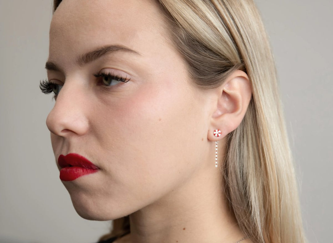 "Clip Candy" mood en argent 925 serti de zircons rouges et blancs (Bijou d'oreille)