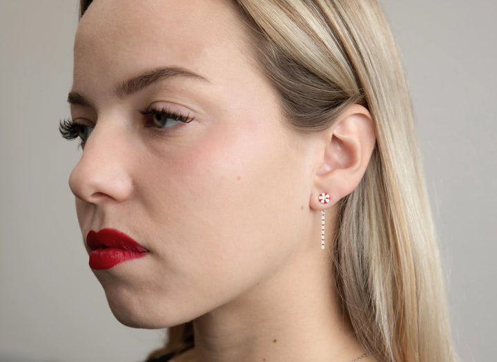 "Clip Candy" mood en argent 925 serti de zircons rouges et blancs (Bijou d'oreille)