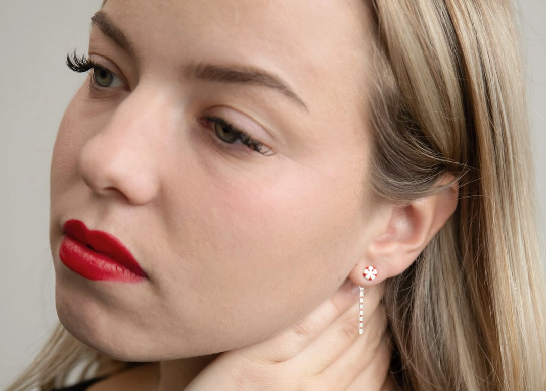 "Clip Candy" mood en argent 925 serti de zircons rouges et blancs (Bijou d'oreille)