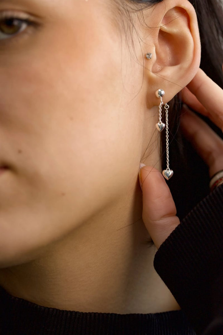 "Clip & Drop Heart" mood aus 925er Silber (Auswechselbarer Ohrschmuck)