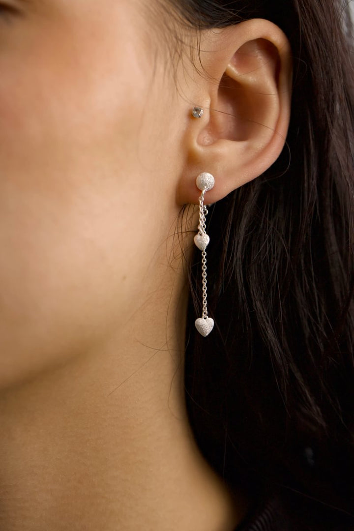 "Clip & Drop Heart" mood aus 925er Silber (Auswechselbarer Ohrschmuck)