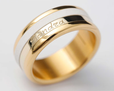 Ring set | Personalized first name engraving | Yellow gold