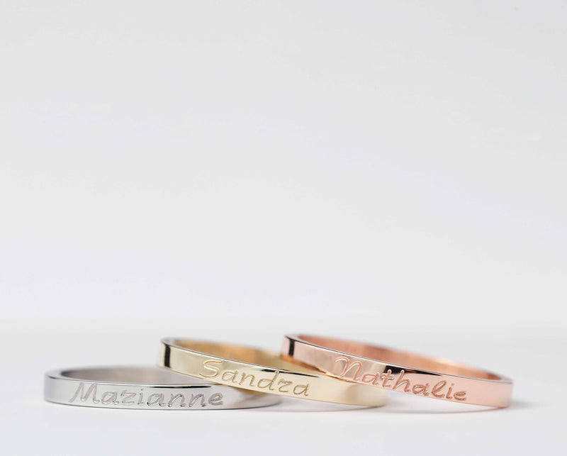 Ring set | Personalized first name engraving | Yellow gold