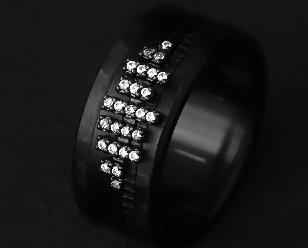 Steller Cut  🖤 Mini 3D center en argent black 925 avec zircons pour bague mood interchangeable