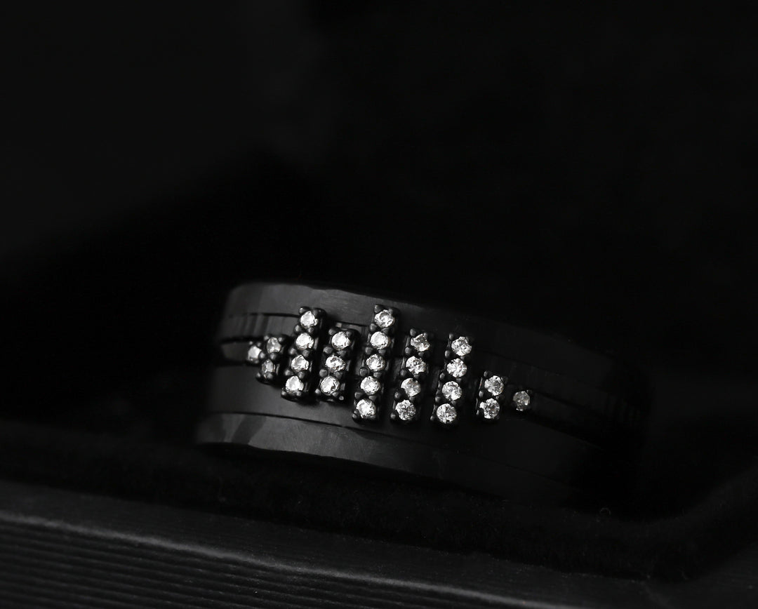 Steller Cut  🖤 Mini 3D center en argent black 925 avec zircons pour bague mood interchangeable