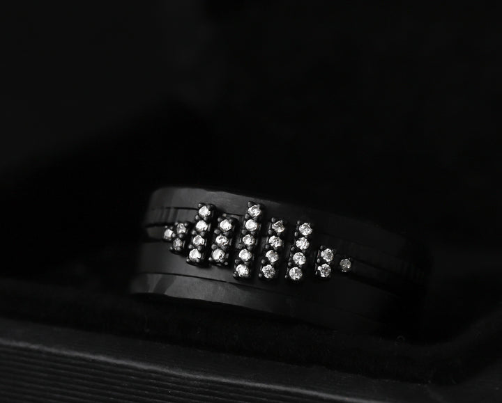 Steller Cut  🖤 Mini 3D center en argent black 925 avec zircons pour bague mood interchangeable