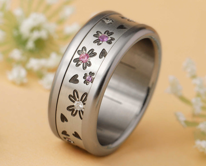 Deux tiers argent serti Fleurs