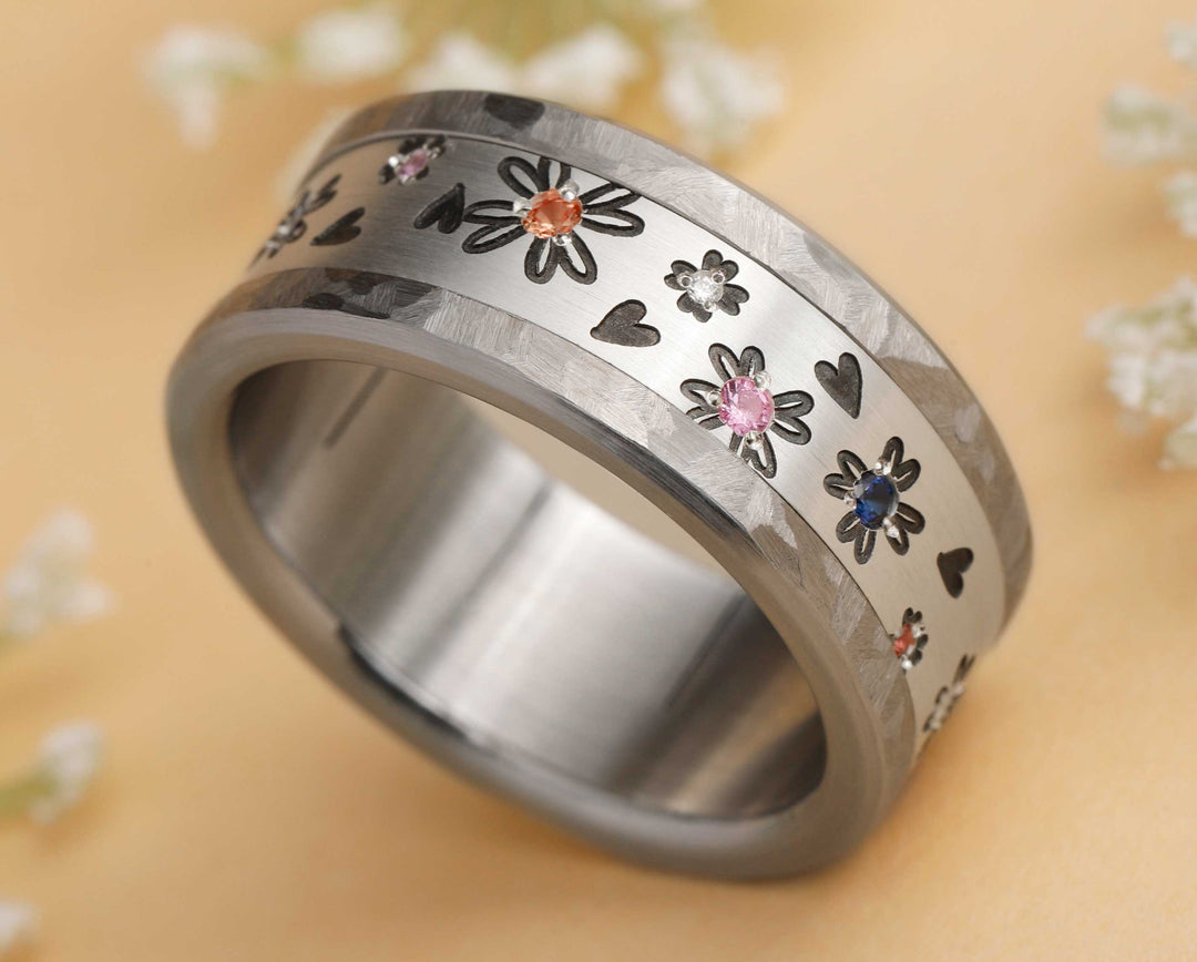 Deux tiers argent serti Fleurs