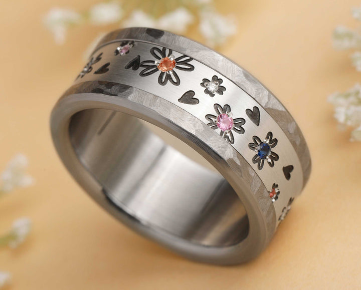 Deux tiers argent serti Fleurs