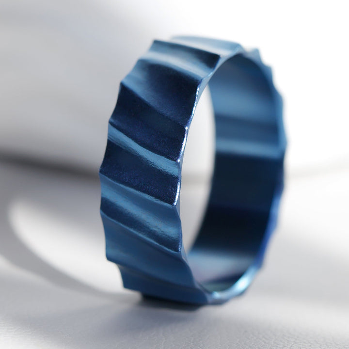 💙 Anneau en acier "Désert de Zagora " pour bague mood, finition bleu électrique