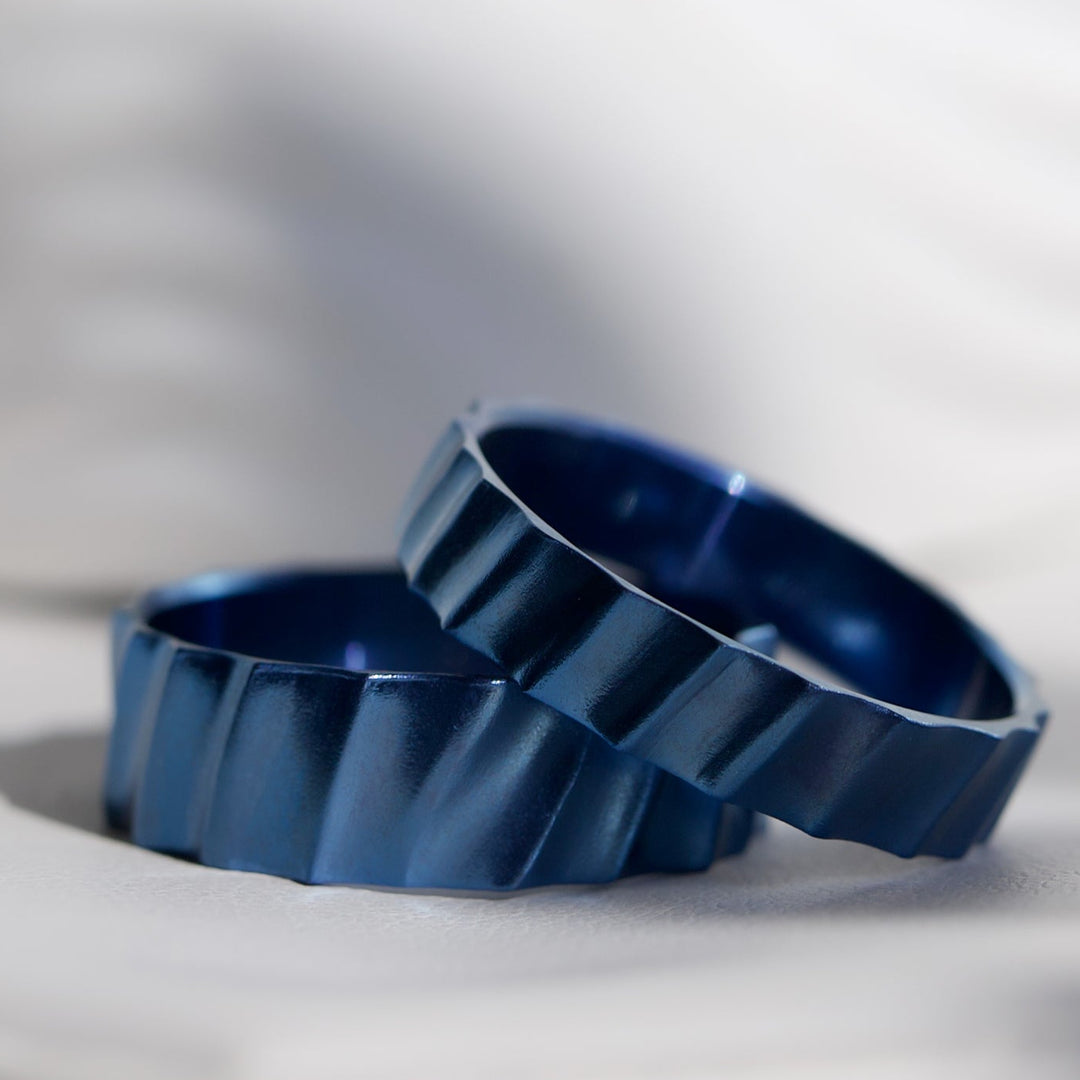 💙 Innenring (2/3 Addon) aus Edelstahl „Wüste von Zagora“ für mood Ring, elektrischblaue Ausführung