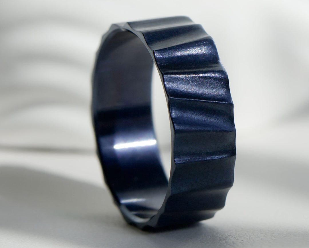 💙 Innenring (Addon) aus Edelstahl „Wüste von Zagora“ für mood Ring, mineralblaue Ausführung