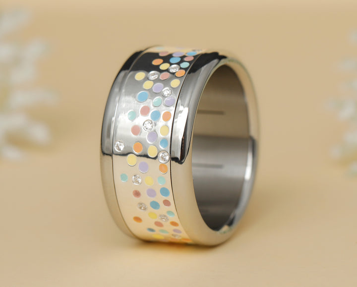 Innenring (Addon) aus 925er Silber mit Emaille und mit Zirkonia Steine besetzt "Parfümierter Horizont"