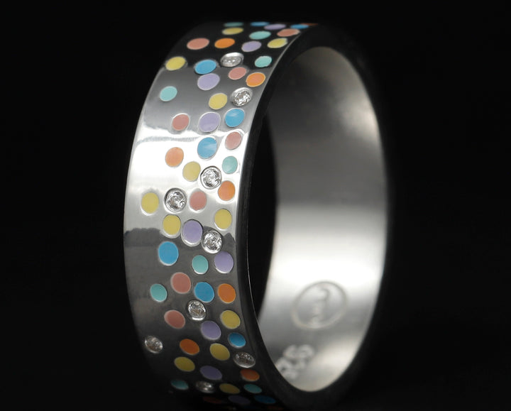 Innenring (Addon) aus 925er Silber mit Emaille und mit Zirkonia Steine besetzt "Parfümierter Horizont"