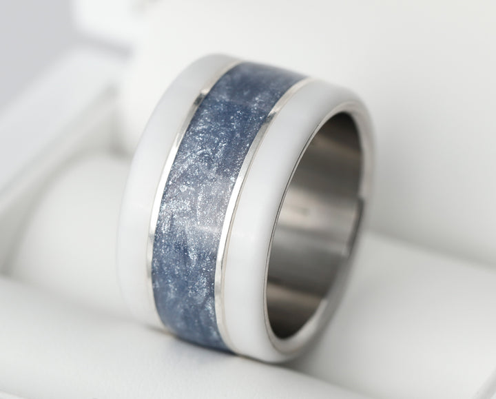 Ring aus 925er Silber und blauem Emaille