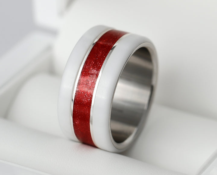 Ring in 925 silver and red enamel
