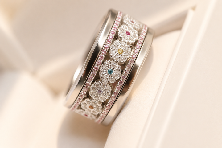 Bague mood Meadow deux tiers en argent 925 serti de zircons — Mood Collection