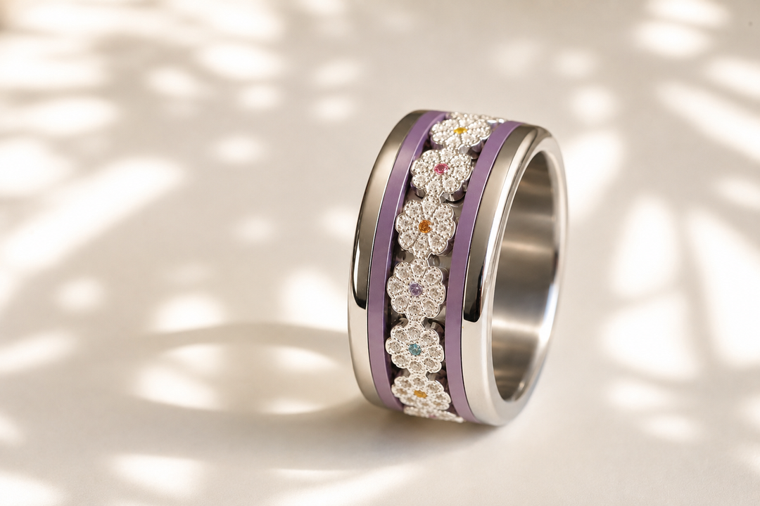 Bague mood Meadow deux tiers en argent 925 serti de zircons — Mood Collection