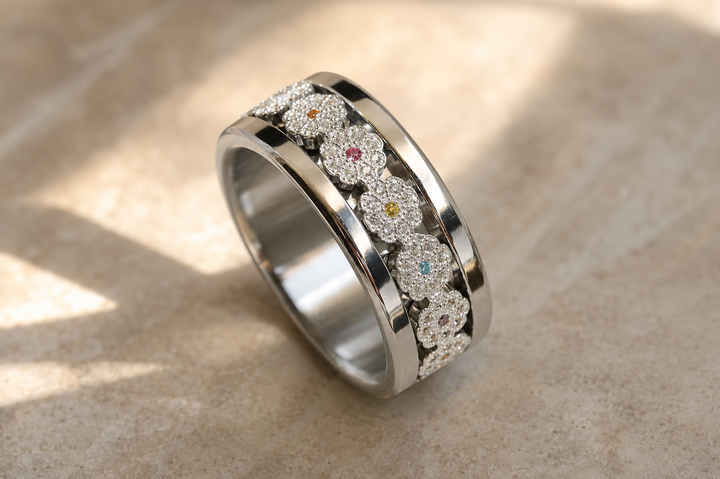 Bague mood Meadow deux tiers en argent 925 serti de zircons — Mood Collection
