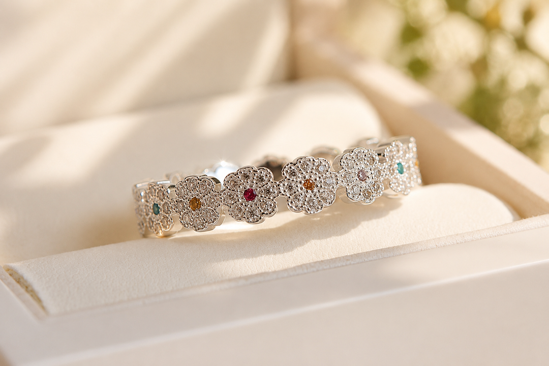 Bague mood Meadow deux tiers en argent 925 serti de zircons — Mood Collection