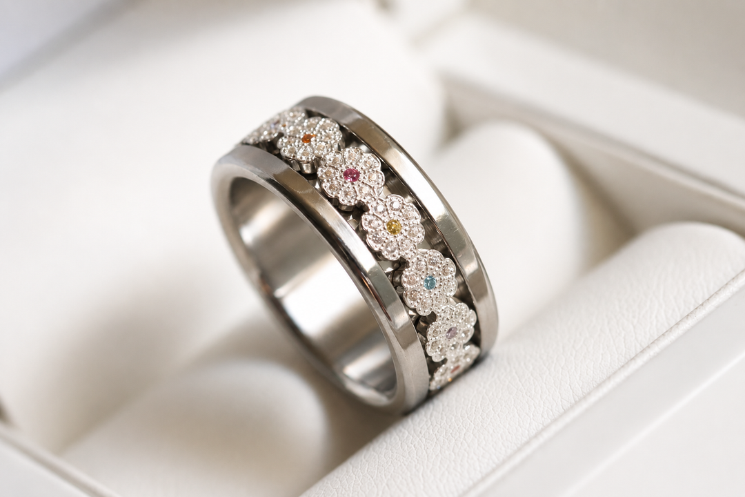 Bague mood Meadow deux tiers en argent 925 serti de zircons — Mood Collection
