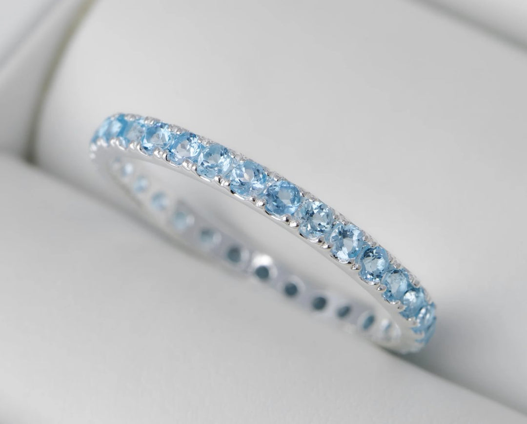OCEAN BLUE -  addon (medium) en argent serti de Topazes - Ocean blue