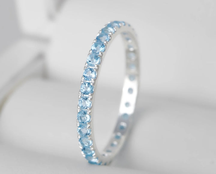 OCEAN BLUE -  addon (medium) en argent serti de Topazes - Ocean blue