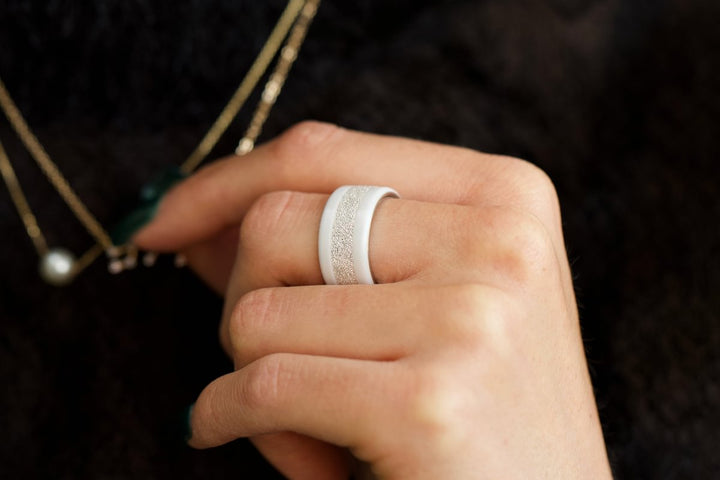 Innenring (2/3 Addon) aus 925 Silber "Ewiger Schnee" für auswechselbaren mood Ring – 20 Jahre Special