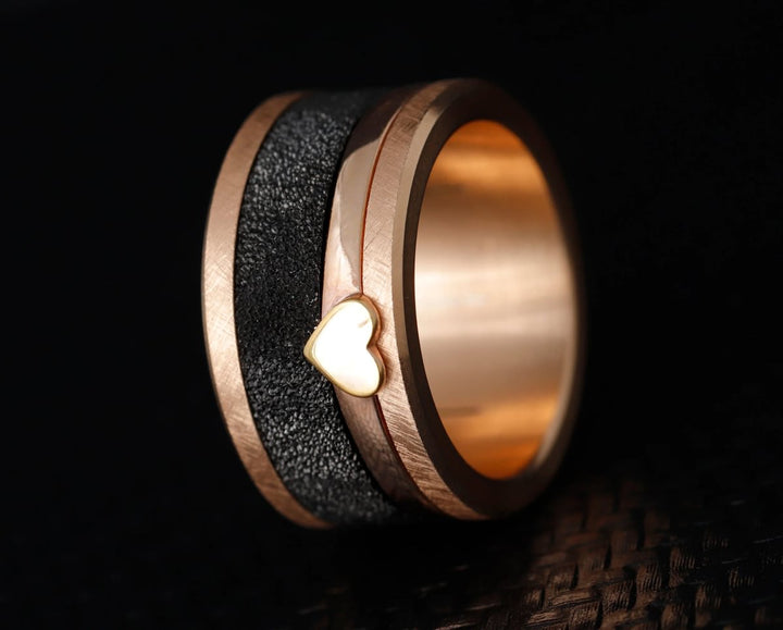 Anneau (deux tiers) en argent 925 "Kilauea" finition black pour bague mood interchangeable