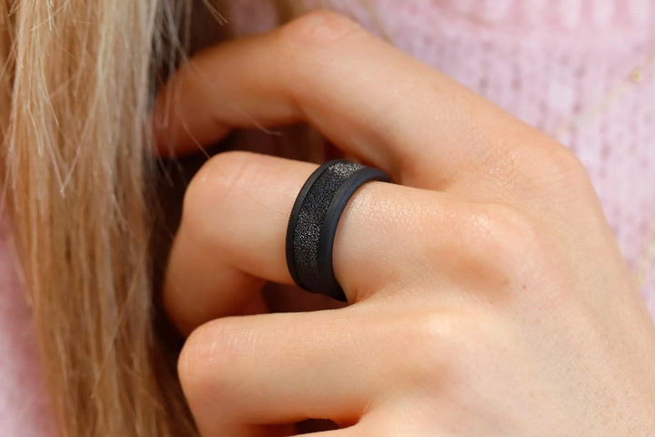 Anneau (deux tiers) en argent 925 "Kilauea" finition black pour bague mood interchangeable