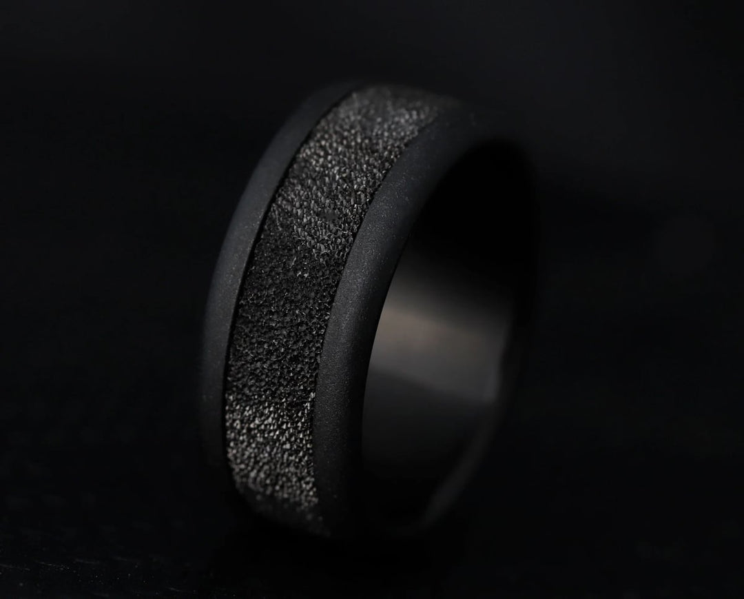 Anneau (deux tiers) en argent 925 "Kilauea" finition black pour bague mood interchangeable