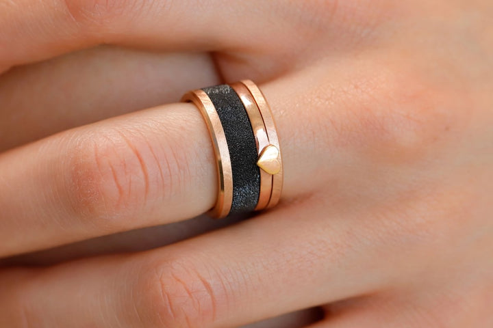 Anneau (deux tiers) en argent 925 "Kilauea" finition black pour bague mood interchangeable