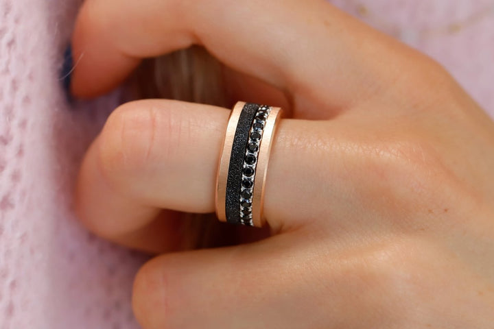 Inner ring (medium addon) in 925 silver "Kilauea" black finish for interchangeable mood ring