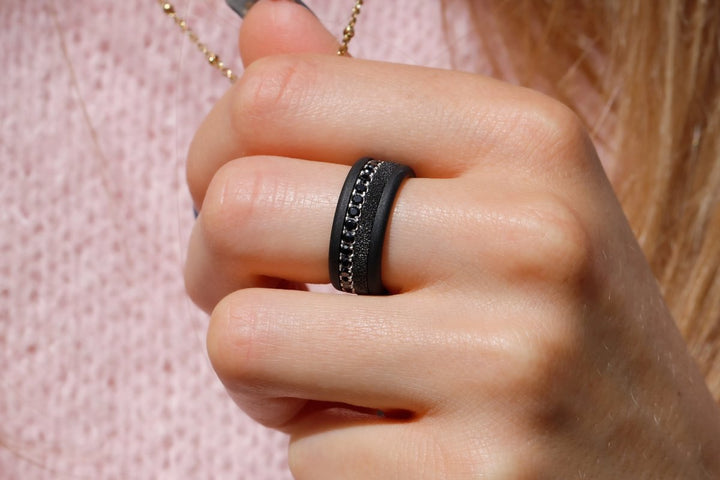 Inner ring (medium addon) in 925 silver "Kilauea" black finish for interchangeable mood ring