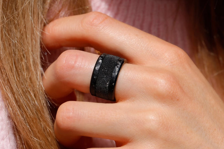 Inner ring (addon) in 925 silver "Kilauea" black finish for interchangeable mood ring