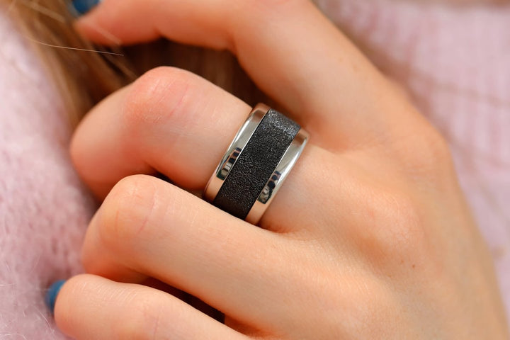 Inner ring (addon) in 925 silver "Kilauea" black finish for interchangeable mood ring