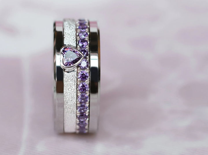 Pack oasis & open heart purple (3 anneaux pour bague mood)