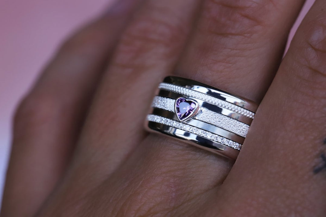 Pack oasis & open heart purple (3 anneaux pour bague mood)