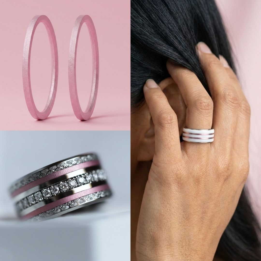 🎀 Pack de 2 minis en aluminium rose pastel,  pour bague mood interchangeable