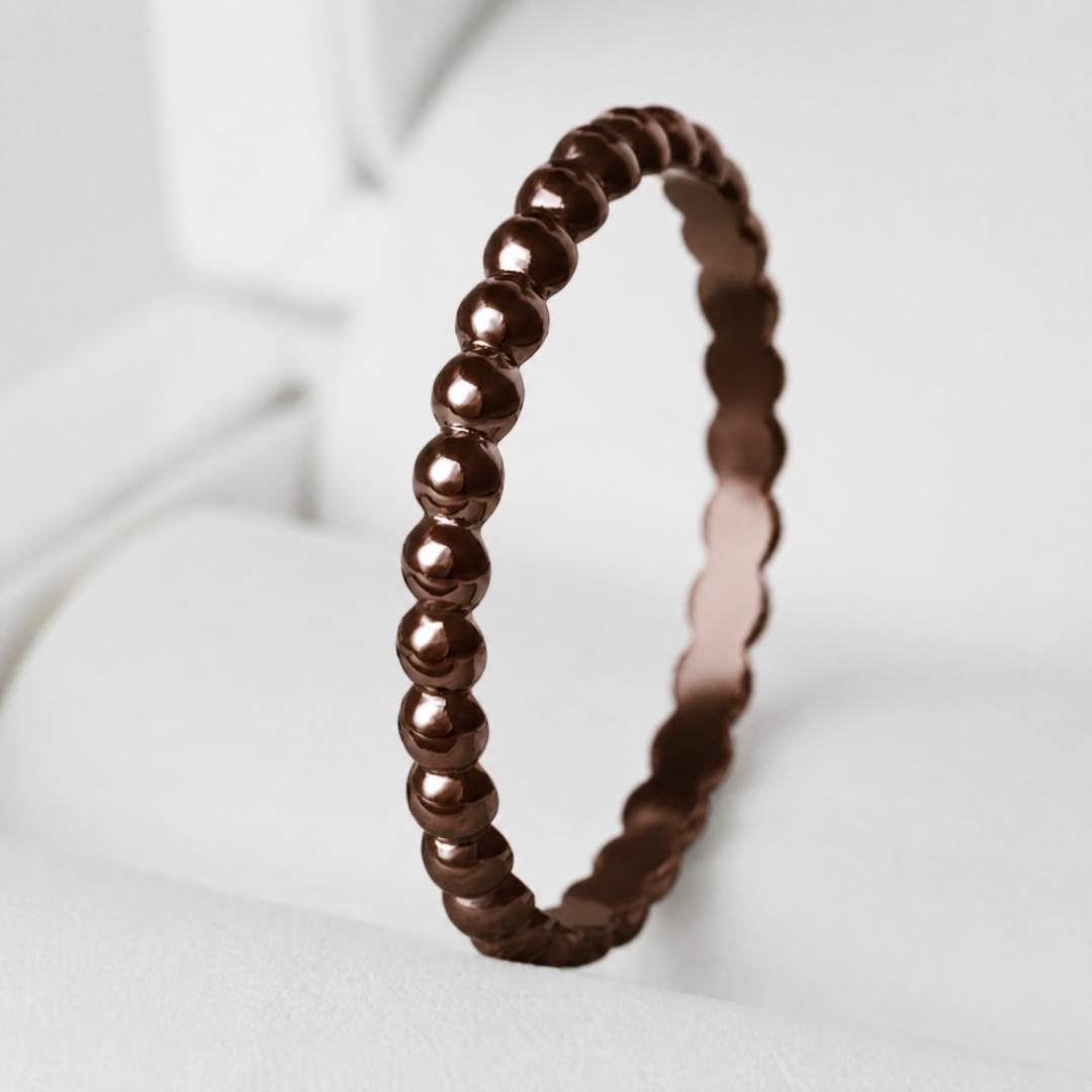 Anneau (medium) "🥥Coco - Perles royales" en argent poli pour bague mood interchangeable