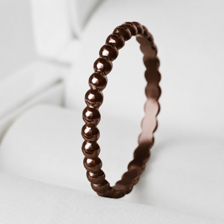 Anneau (medium) "🥥Coco - Perles royales" en argent poli pour bague mood interchangeable