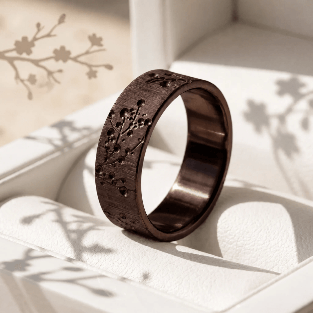Anneau (deux tiers) "🥥Coco - Blossom" en acier froissé pour bague mood interchangeable