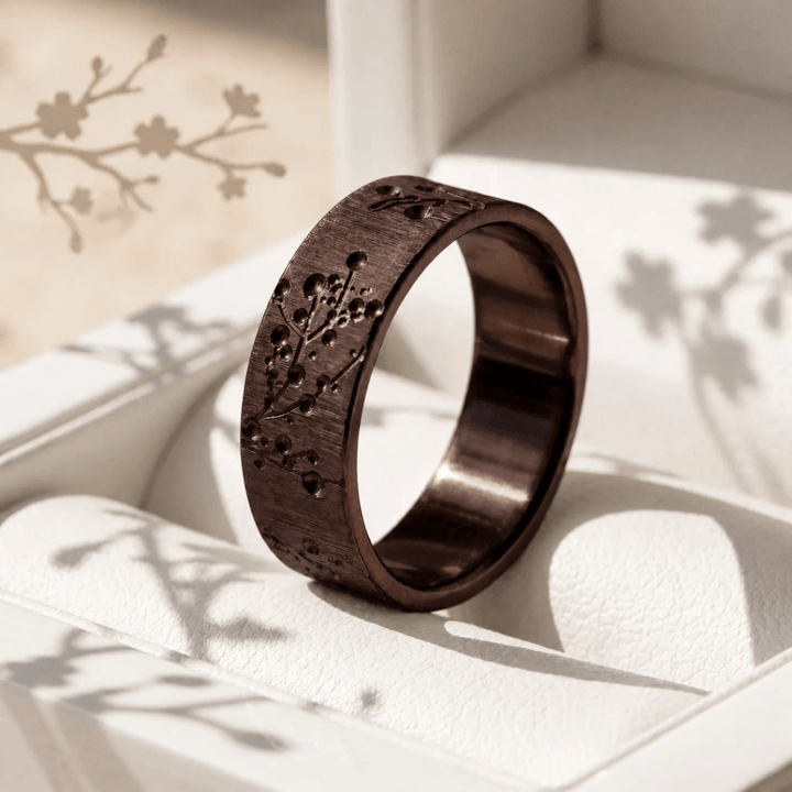 Anneau (deux tiers) "🥥Coco - Blossom" en acier froissé pour bague mood interchangeable