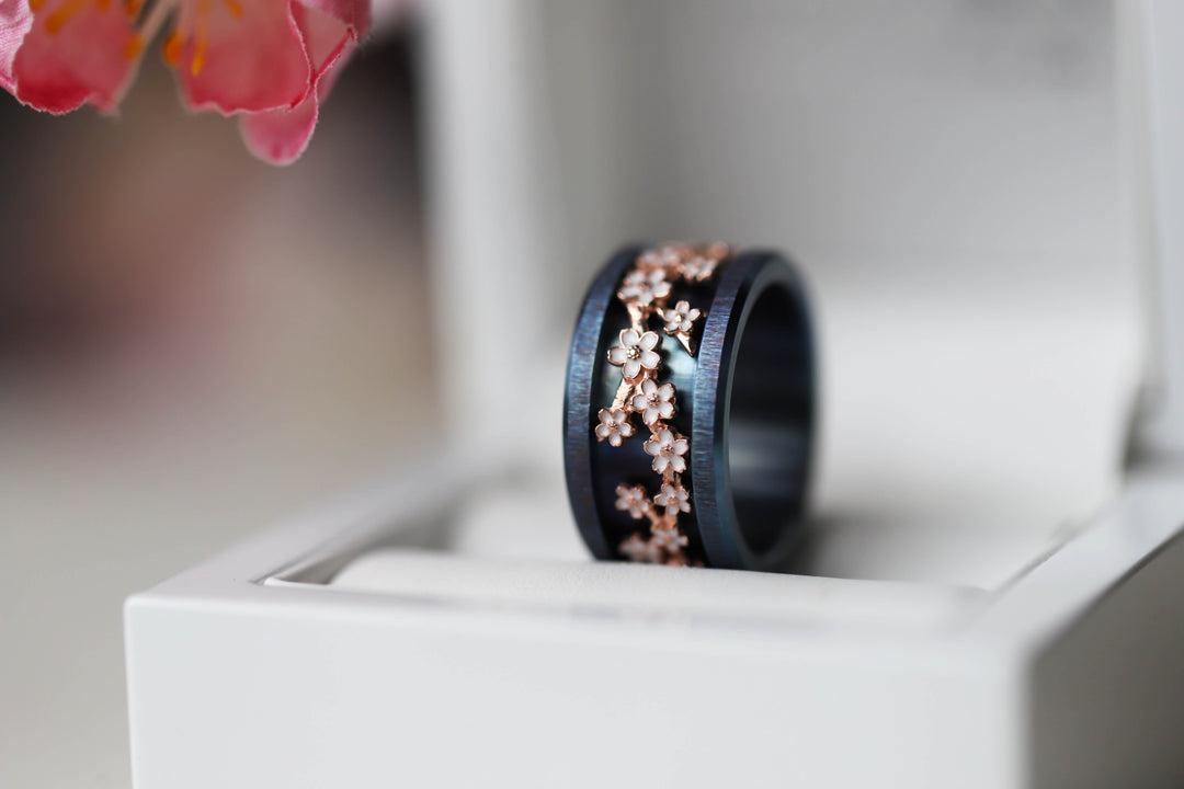 🌸 Addon (anneau) NAGOYA en argent 925 avec revêtement en émail pour bague mood interchangeable 🌸
