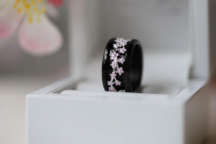 🌸 Addon (anneau) NAGOYA en argent 925 avec revêtement en émail pour bague mood interchangeable 🌸