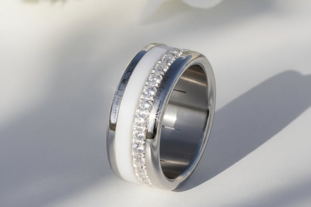 Interchangeable mood ring "Shiny Love" with zirconia and interchangeable color